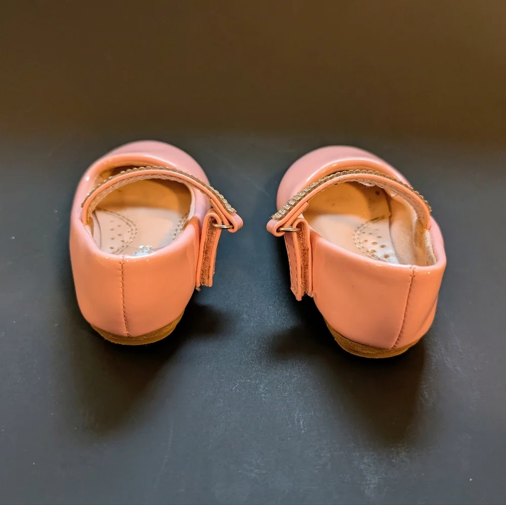 Pink Patent Leather Kids Shoes with Rhinestone Strap
